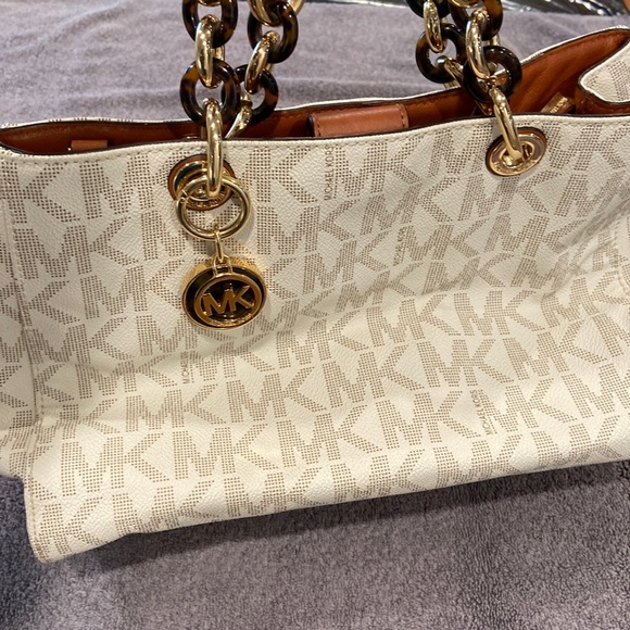 Michael Kors Handbags - Michael Kors white signature Jet Set purse